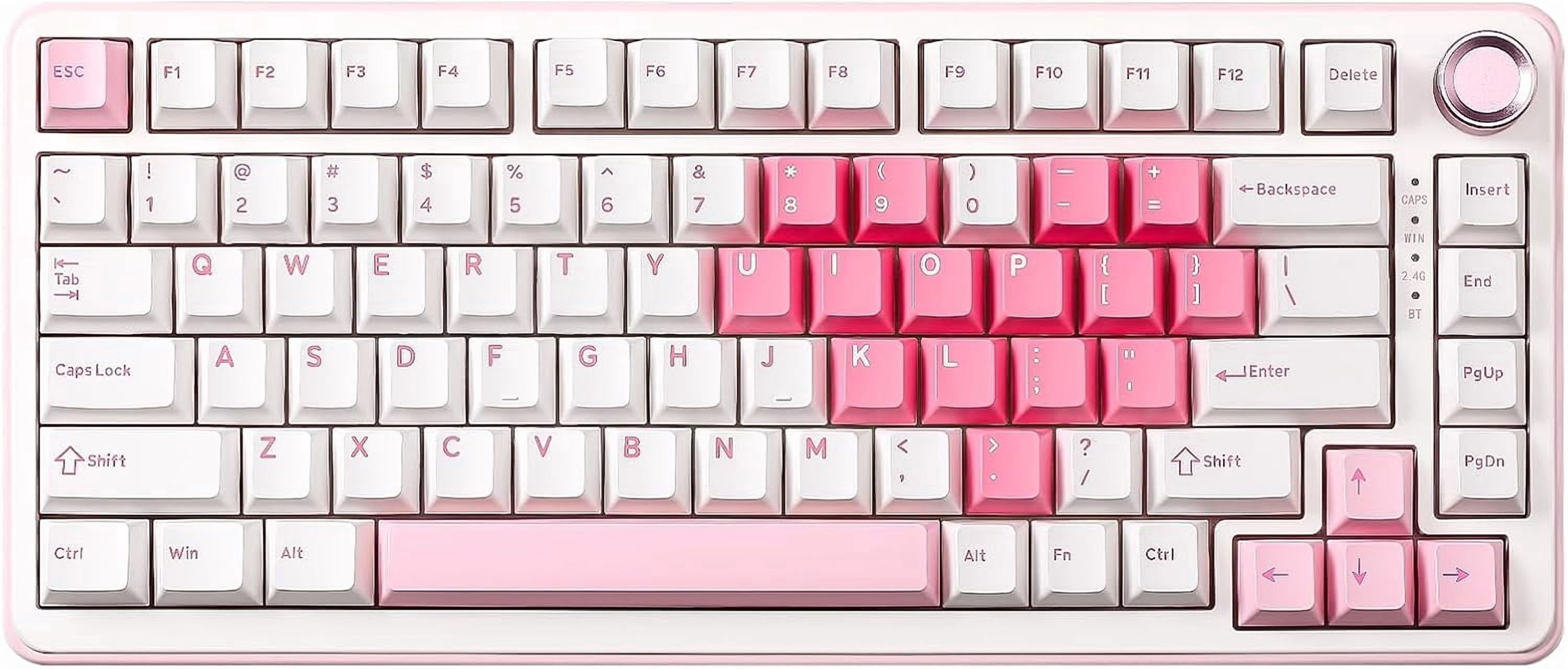 Custom 75% Layout Wireless Mechanical Keyboard with Knob, Hot-Swap Gasket Mount, RGB Backlit, Bluetooth Type-C 2.4G for Win Mac, Pre-Lubed Switches