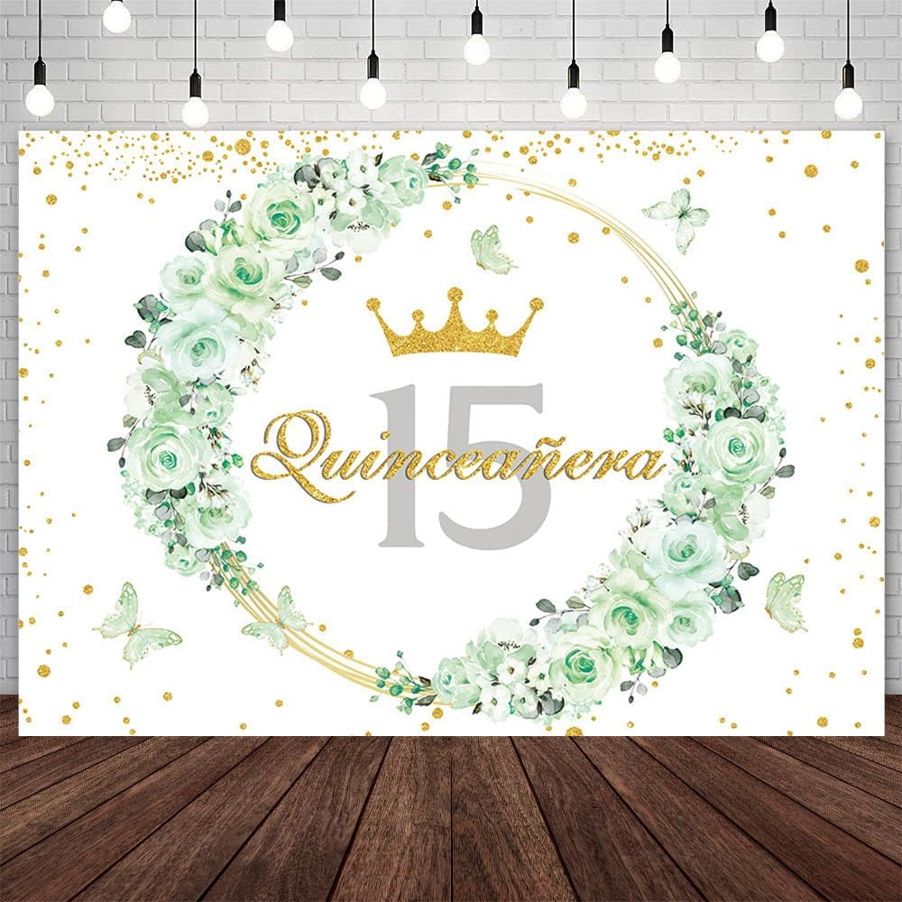 Aazon.co : Sendy 7x5ft Quinceanera 15th Birthday Backdrop For Sweet Girl Boho Rose Gold