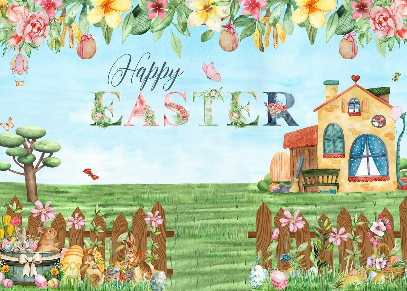 Custom 8x6ft Easter Backdrop Spring Easter Photography Backdrop Green ...