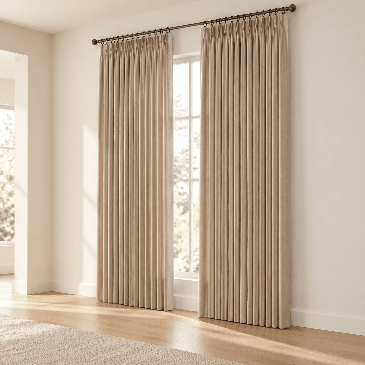 Custom Shear Custom 98 Inch Linen Semi Sheer Curta2 Panels Burlywood Birch - Walmart.com
