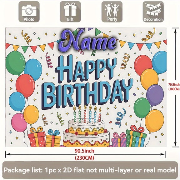 Custom A Colorful  Party Decorations Banner Personalized NameSign Backdrop Photo Booth Props Background Party Favors