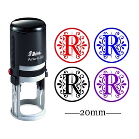 Custom A-Z Alphabet Stamp In Black Ink Monogram Round Rubber Stamp Self Inking Initial Stamp SHINY Mini Stamper 20 mm