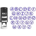 thumbnail image 1 of Custom A-Z Alphabet Stamp in Blue Ink Monogram Round Rubber Stamp Self Inking Initial Stamp COLOP Mini Stamper 12 mm, 1 of 2