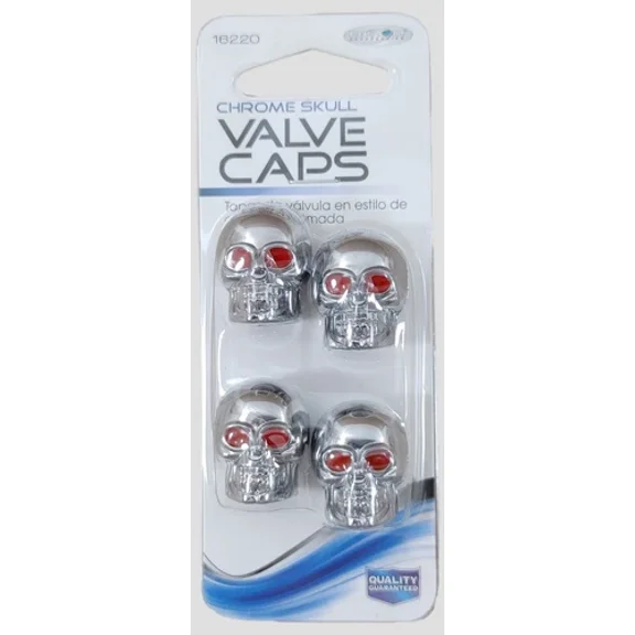 Custom Accessories 16220 Chrome Skull Style Tire Valve Cap ( Pack Of 4 )