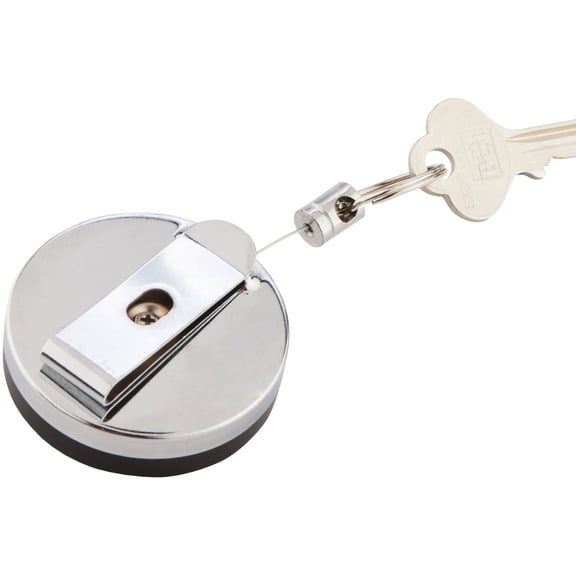 Custom Accessories Chrome Key Chain - Retractable Belt Clip - 1 Piece