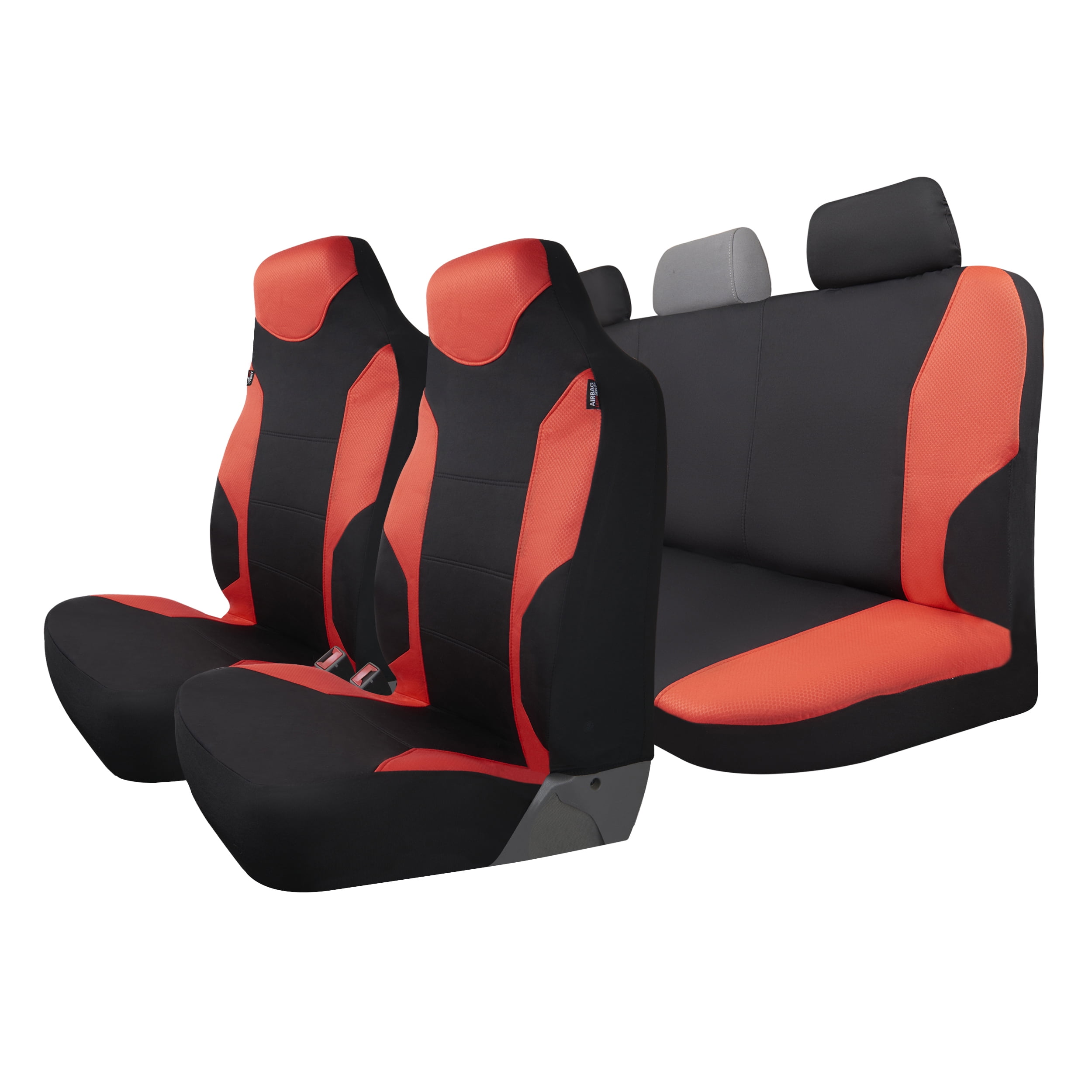 Custom Accessories 3-Piece Black-Red Sports 1500 Front and Rear Car Truck, SUV Seat Covers, Full Set, Universal Fit, Car Bench, Size: 3 Piece 40399WDC