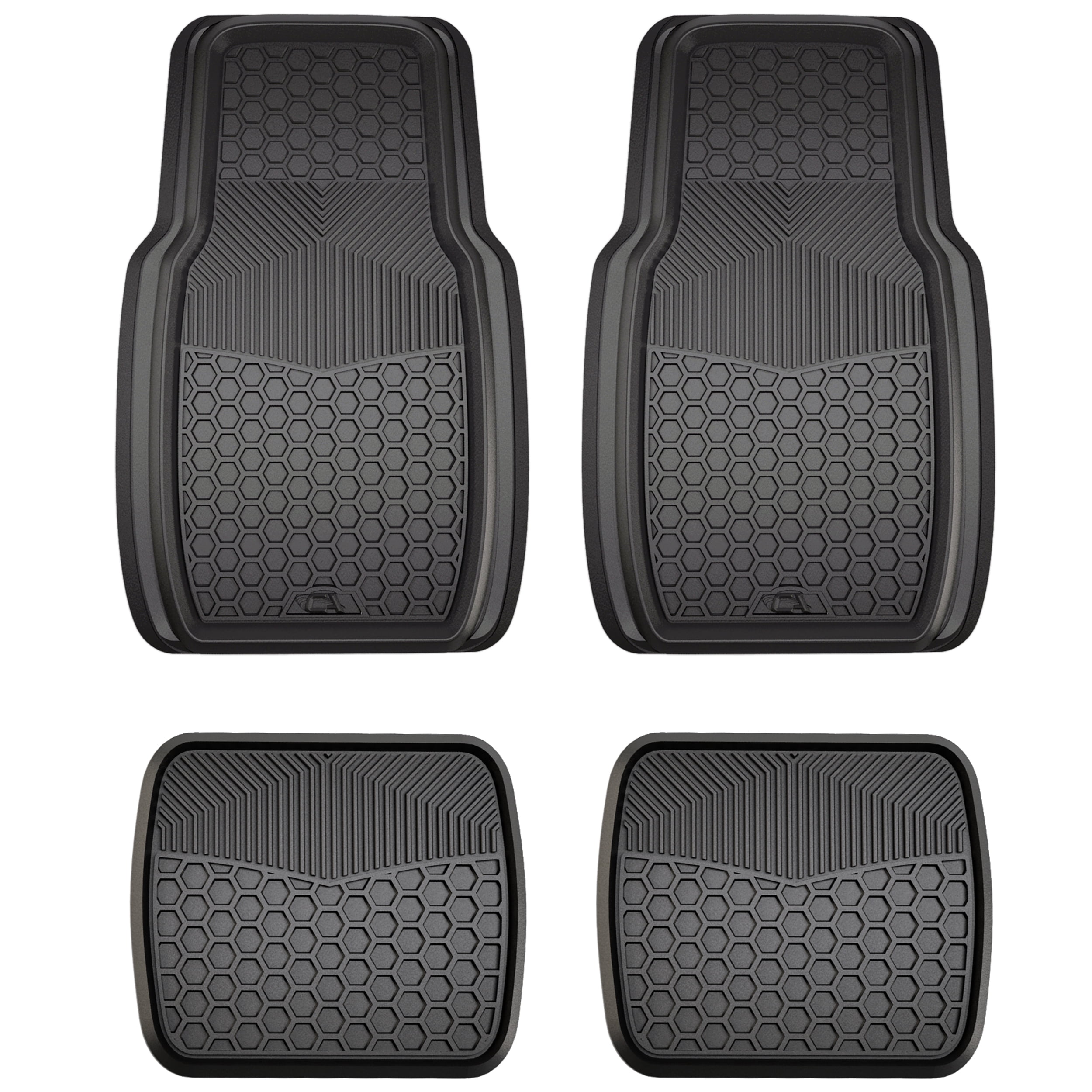 Custom Accessories 4 Piece Heavy Duty Rubber Floor Mat Black, 78851WDC