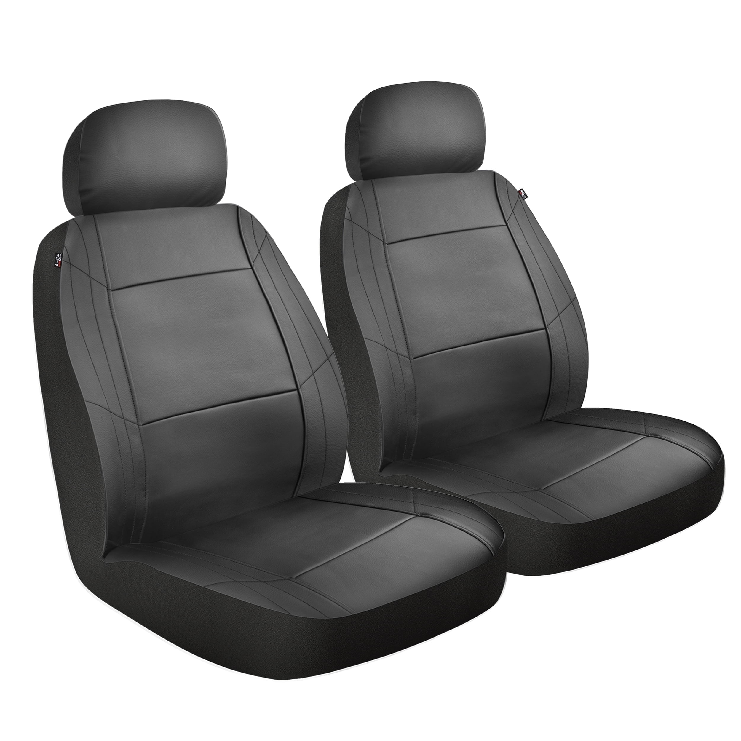 Custom Accessories Vegan Leather Car Seat Covers, Midnight Black, 2-Piece Set
