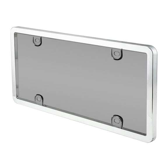 Custom Accessories Deluxe Heavy-Duty Metal License Plate Frame and Cover, Chrome-Smoke