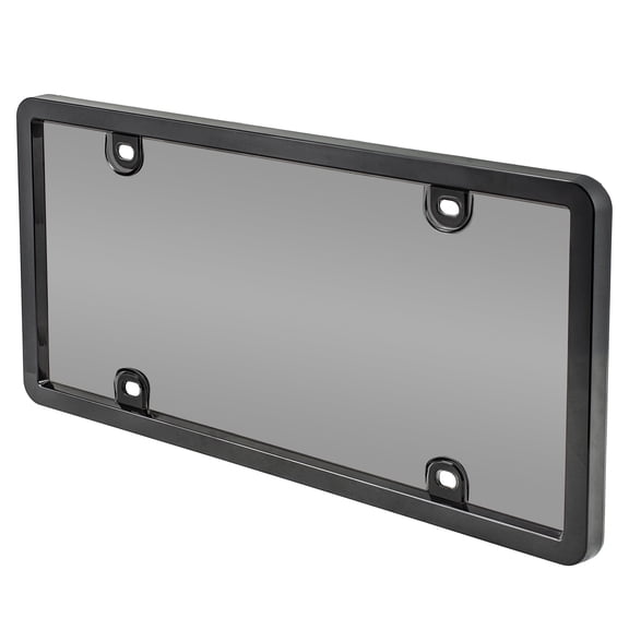 Custom Accessories Deluxe Heavy-Duty Metal License Plate Frame and Cover, Black-Smoke