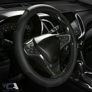 Custom Accessories Stretch-On Contour-Grip Steering Wheel Cover, Black, Odorless Vegan Polymer