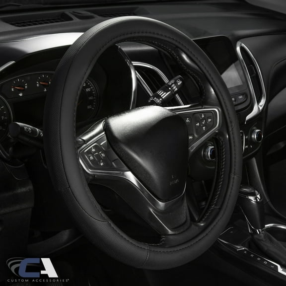 Custom Accessories Steering Wheel Cover Vegan Leather Black