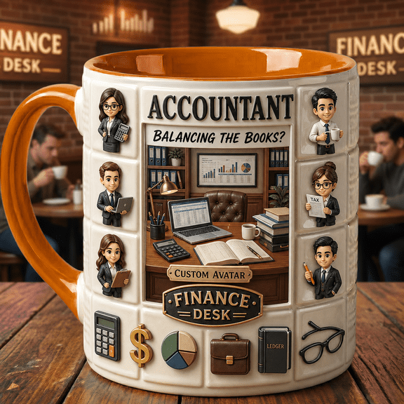 Custom Accountant Avatar Mug 3D Effect Personalized Finance Desk Mug for Accountants