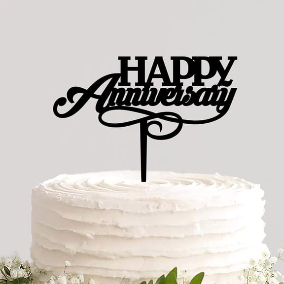 Custom Acrylic Cake Topper Pick Happy Anniversary Durable Cupcake Cake Insert Topper Cake Ornament for Anniversary Celebration Ceremony Party Decor