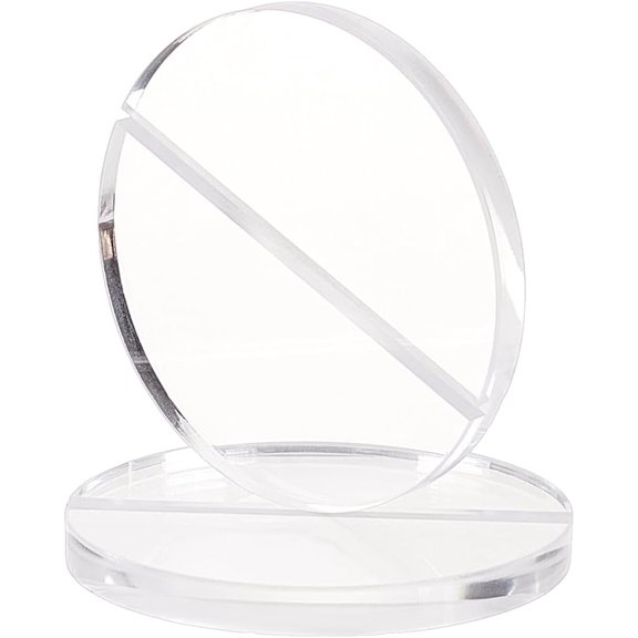 Custom Acrylic Display Holder Round Slotted Display Stands Clear 9.9x1cm