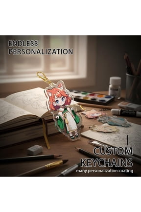 Custom Acrylic Keychain Personalized Photo Logo Charm, Holographic Clear Anime Keyring, Custom Designer Gift for Fans (1 keychain)
