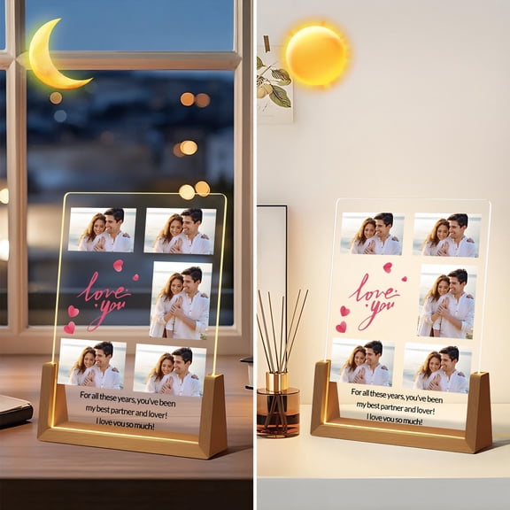 Custom Acrylic Night Light - Photo Couple Wedding Anniversary Birthday Gift Ornament Lover's Favorite Gift S