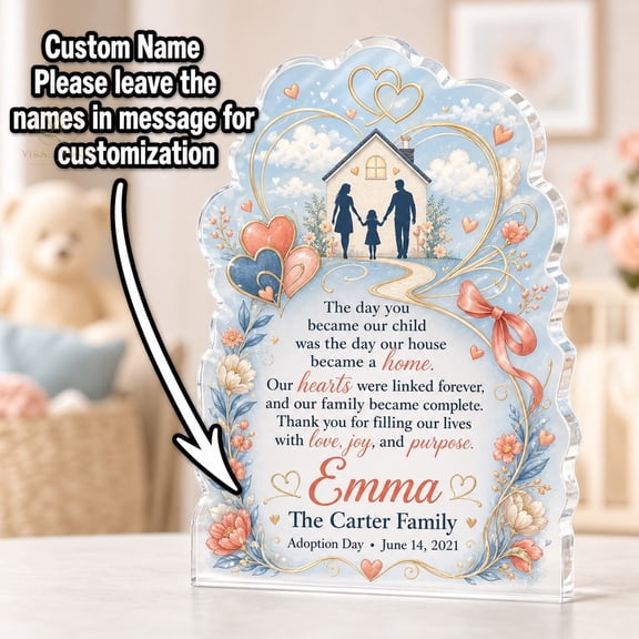 Custom Acrylic Plaque Adoption Day Family Keepsake Acrylic Tabletop Display Gift