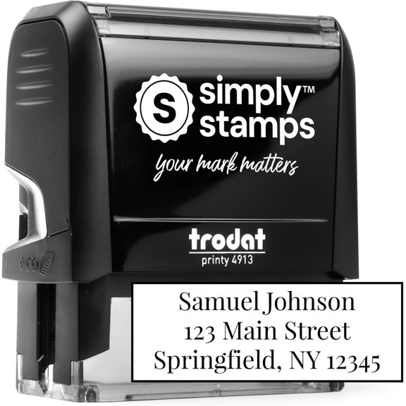 Custom Address Stamp - 20 Font Options - 3 Line Self-Inking Address Stamp - Up to 3 Lines of Customized Text | Multiple Ink Color Options (1, Large)