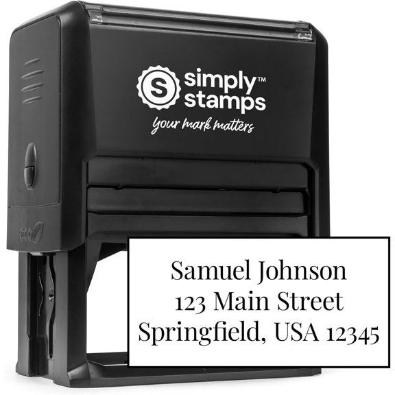 Custom Address Stamp - Multiple Font Options - 3 Line Self-Inking Address Stamp - Up to 3 Lines of Customized Text | Multiple Ink Color Options (1, Xtra Wide)