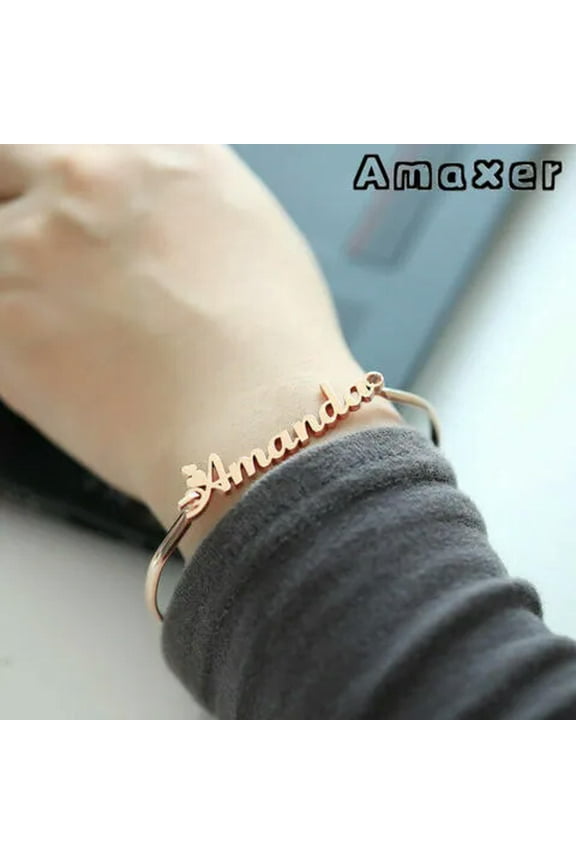 Custom Adjustable Bangle Personalized Name Bracelet Women Dianty Jewelry