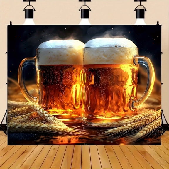 Custom Age Cheers & Beers Birthday Backdrop Personalized Beer Mug Wall Party Banner Oktoberfest Decor Photo Booth Background for Milestone Birthday Party Supplies 5*3FT