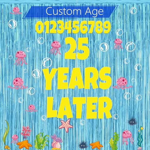 Custom Age Numbers 25 Years Later Birthday Banner Under The Sea Bubble ...