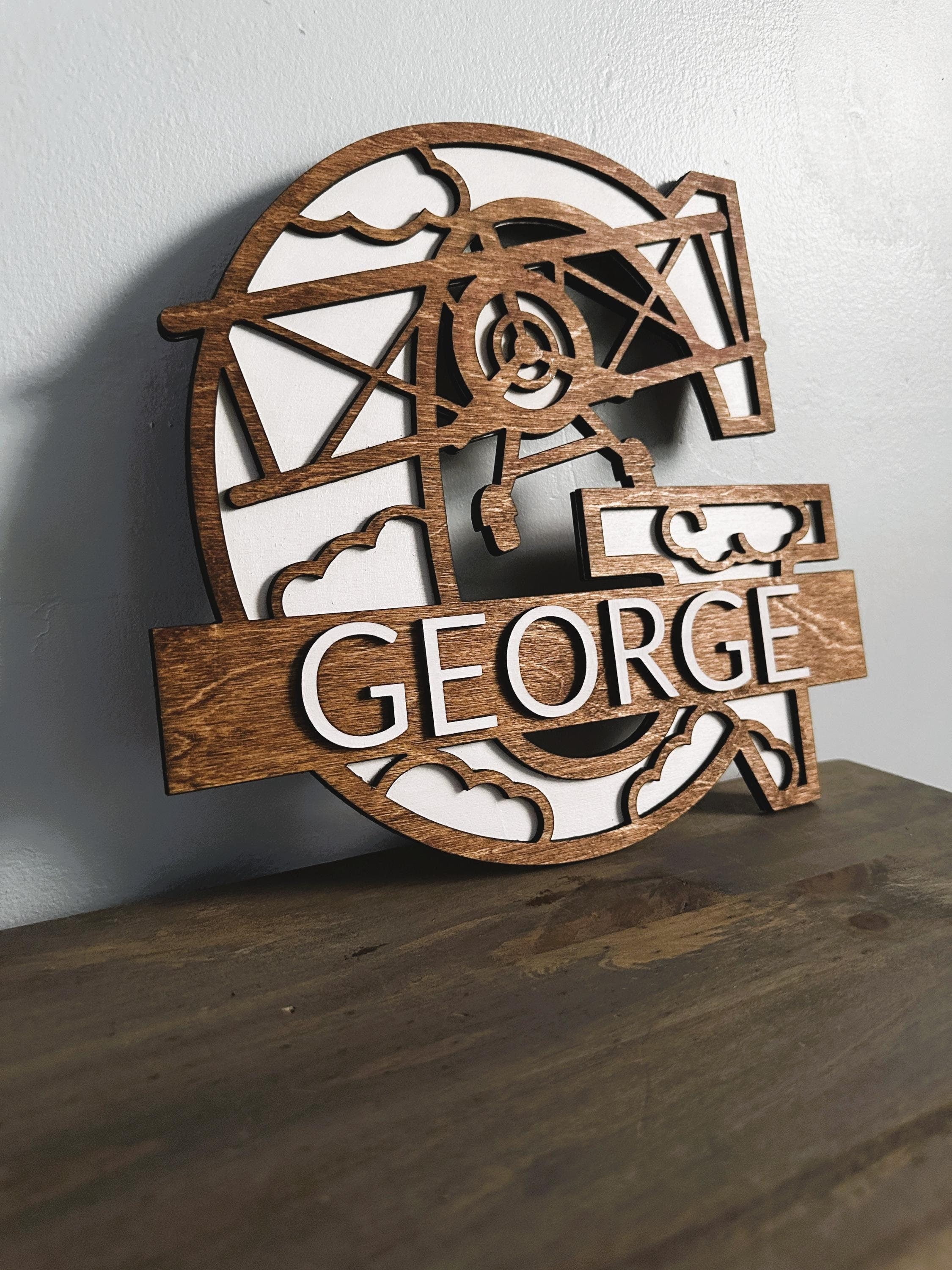 Custom Airplane Monogram - Wooden Nursery Sign - Unique Baby Shower ...