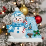 Custom Alphabet Snowman Ornament   Personalized Acrylic Holiday Keepsake