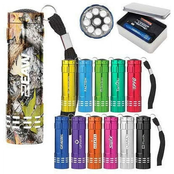 Custom Aluminum Led Flashlight, Set of 100, Personalized Bulk Pack - Camouflage
