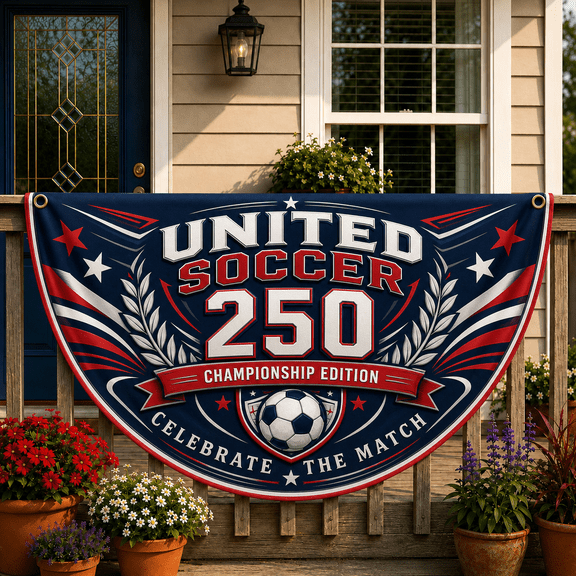 United Soccer Flag Modern Red White Blue 250th Championship Fans Banner