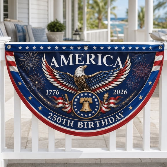 Custom America 250 Semicircle Flag Banner Patriotic Eagle Decor