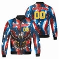 thumbnail image 1 of Custom American Flag Eagle Bomber Jacket – Personalized Name & Number – USA Patriotic Men's Zip-Up Coat, 1 of 9