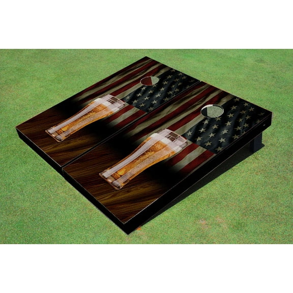 Custom American Flag With Pilsner Themed Cornhole Board set