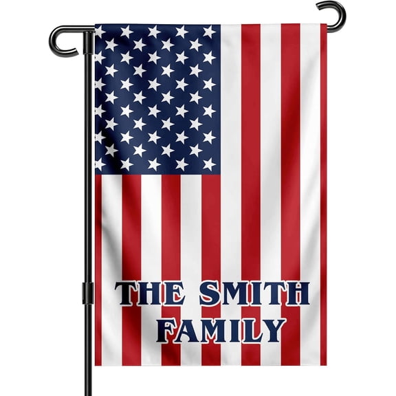 Custom American Garden Flag with Family Name, 250 Anniversary USA Patriotic Banner for Outside, Double Sided 245gsm 3-Layer Polyester, Yard Lawn Porch House Decor