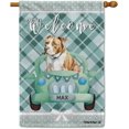 thumbnail image 1 of Custom American Staffordshire Terrier Green Check Plaid Welcome House Flag Watercolor Dog Drive a Car Bow Polka Dots Decorative Yard Outdoor Flag Banner 28X40 Inch Double Side, 1 of 6
