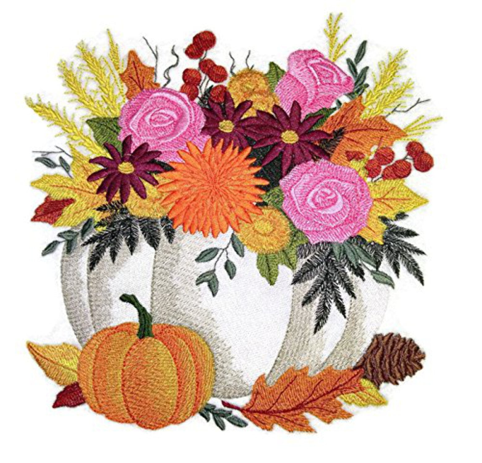 Custom and Unique Happy Halloween [ Pumpkin Bouquet ] Embroidered Iron on/Sew Patch (7.8" x 7.66") [Made in USA]