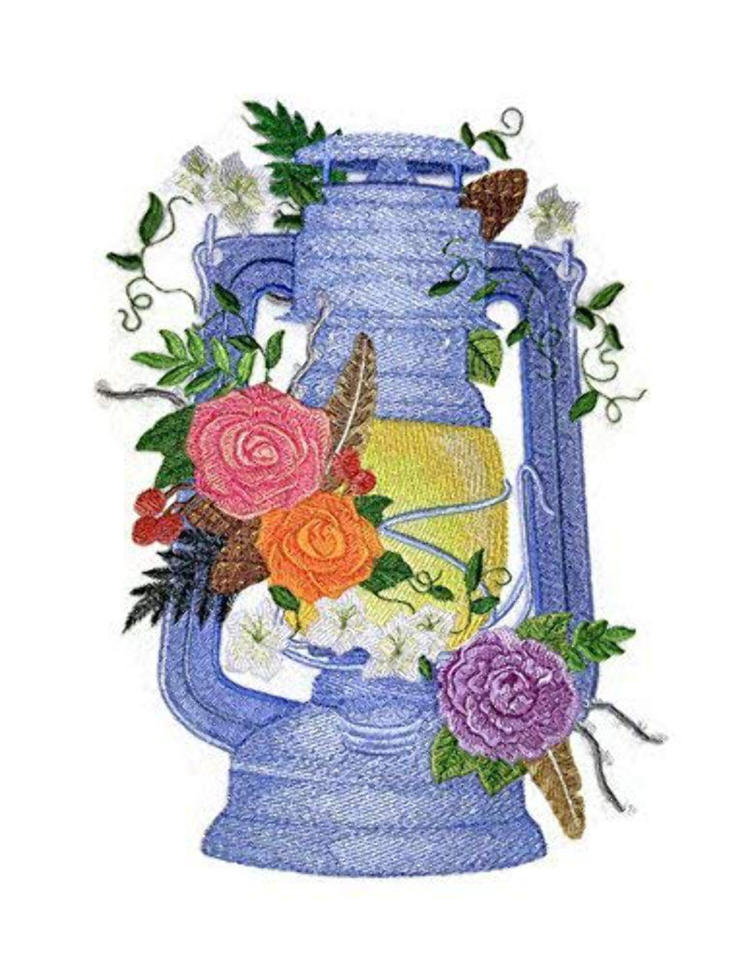 Custom And Unique Woodland Lantern Scene Embroidered Iron on/Sew patch [9.25" 6.9"]