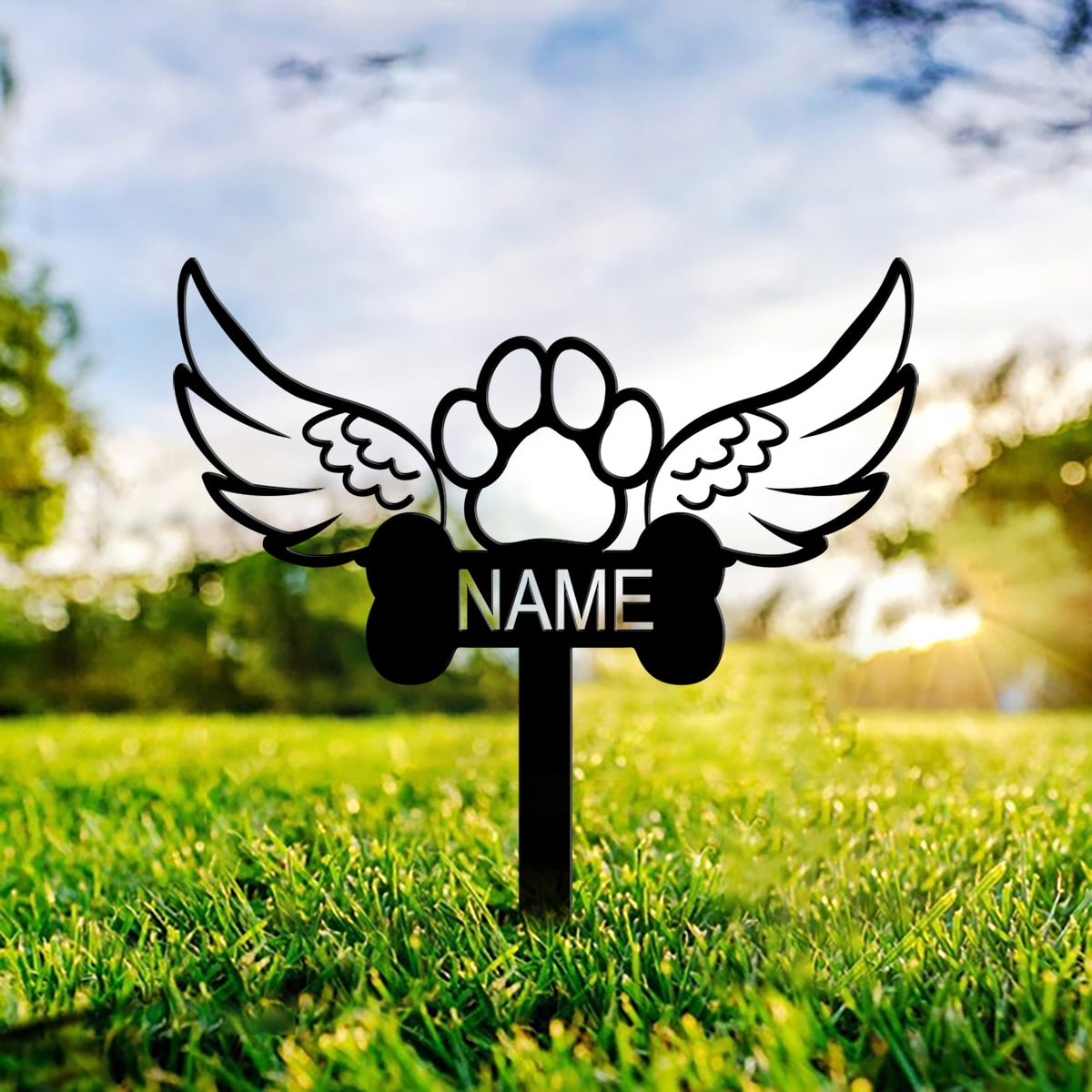 Custom Angel Wings Paw Pet Memorial Garden Stake,Personalized Grave ...