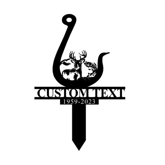 Custom Animal Name Date Memorial Grave Stake, Personalized Fisherman Metal Stake, Hunting Hunter Sign Statues