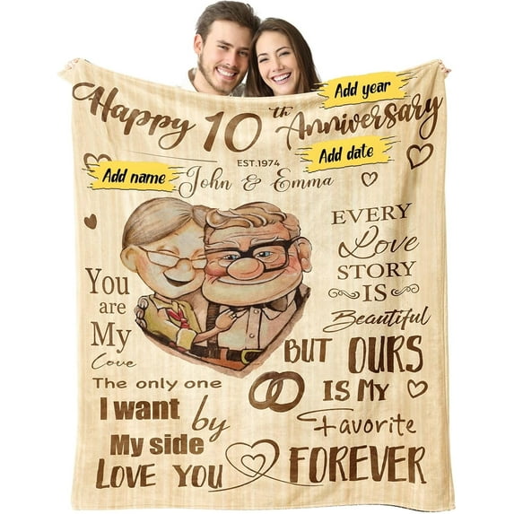 Custom Anniversary Blanket Personalized Gifts for Wife Her Cutomize Soft Throw Blanket for Husband Him Couple Parents 50X60 Sherpa