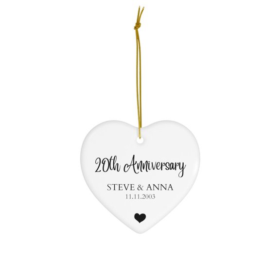 Custom Anniversary Ceramic Christmas Ornament with Custom Names, Year & Milestone Design, Anniversary Keepsake, Christmas Tree Decor & Couple Gift for Partners, Parents & Grandparents, Marriage Memor