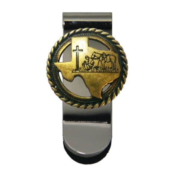 Custom Antique Brass Praying Cowboy Church Money Clip