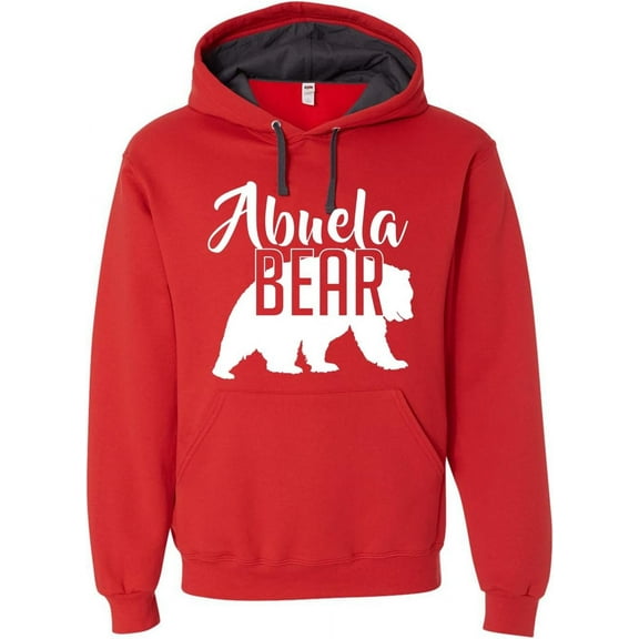 Custom Apparel House Abuela Bear Hoodie Grandma Mom Granny Women Soft Mother's Day Hoodie Adult Unisex Women's Sweatshirt, Red, Large