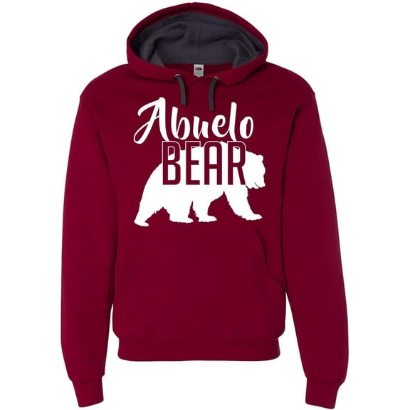 Custom Apparel House Abuelo Bear Hoodie Grandpa Dad Gramps Men Soft Father's Day Hoodie Adult Unisex Men's Sweatshirt, Cardinal, X-Large