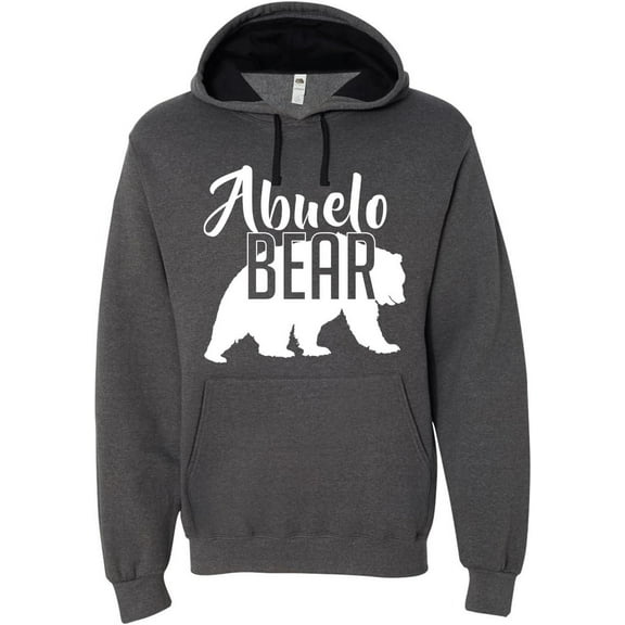 Custom Apparel House Abuelo Bear Hoodie Grandpa Dad Gramps Men Soft Father's Day Hoodie Adult Unisex Men's Sweatshirt, Charcoal, X-Large