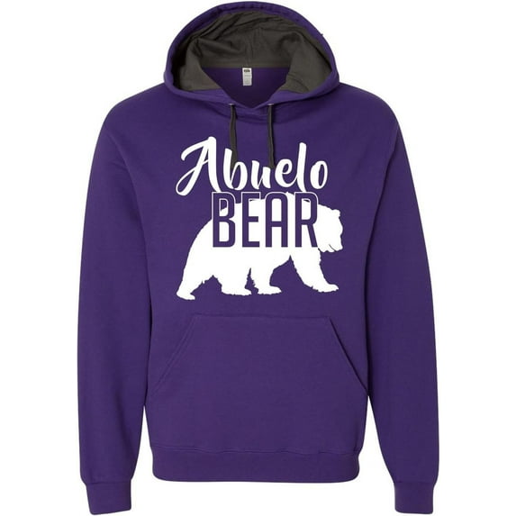 Custom Apparel House Abuelo Bear Hoodie Grandpa Dad Gramps Men Soft Father's Day Hoodie Adult Unisex Men's Sweatshirt, Purple, XXX-Large