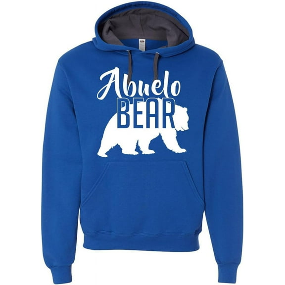 Custom Apparel House Abuelo Bear Hoodie Grandpa Dad Gramps Men Soft Father's Day Hoodie Adult Unisex Men's Sweatshirt, Royal, X-Large