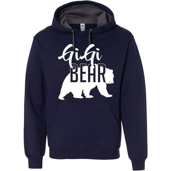 Custom Apparel House GiGi Bear Hoodie Grandma Mom Granny Women Soft Mother's Day Hoodie Adult Unisex Women's Sweatshirt, Navy, Medium