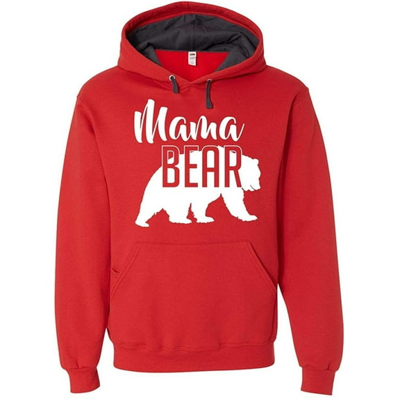 Custom Apparel House Mama Bear Hoodie Mom Women Soft Hoodie Adult Unisex,Medium, Fiery Red